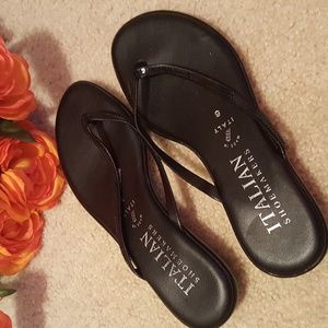 [ Italian Shoemakers ] Black wedge sandals.